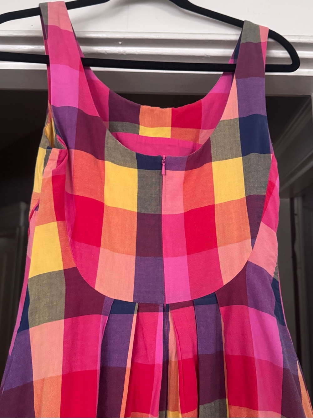 Emily and Fin Sunset Plaid Dress tank sleeveless pink yellow orange bright boho - Picture 5 of 10